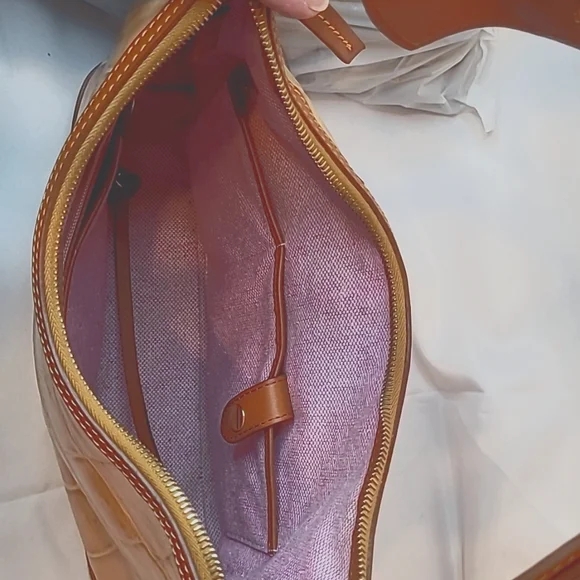 DOONEY & BOURKE Honey Gold Embossed Croc Leather Tote Briefcase Shoulder Bag - Picture 7 of 13